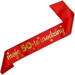 Moje 50-te urodziny - czerwona szarfa ze złotym nadrukiem