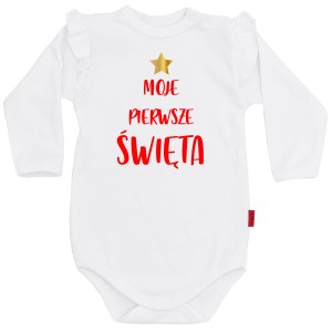 Moje Pierwsze Święta z gwiazdką - body  dziecięce z falbanką