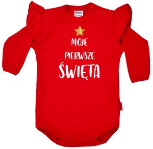Moje Pierwsze Święta z gwiazdką - body z falbanką na święta