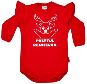 Body dziecięce z falbanką - Przytul Reniferka - na święta 