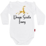 Drugie Święta z reniferkiem  + imię - body dziecięce z falbanką