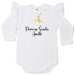 Pierwsze Święta z reniferkiem  + imię - body dziecięce z falbanką