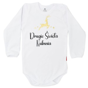 Drugie Święta z reniferkiem  + imię - body dziecięce