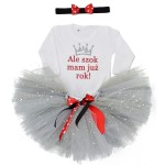 Komplet Ale szok mam już rok w kolorach szarości na roczek