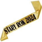 Złota szarfa z czarnym nadrukiem Stary Rok 2024