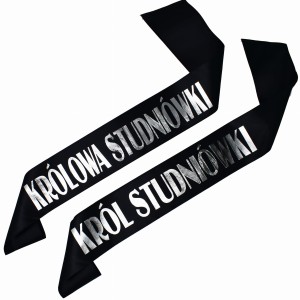 Zestaw szarf Król i Królowa Studniówki - srebrny nadruk