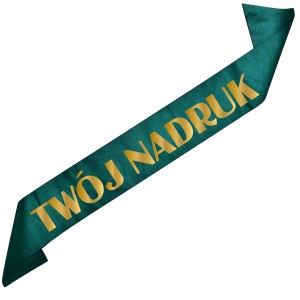 Szarfa zieleń butelkowa z Twoim nadrukiem w kolorze złotym