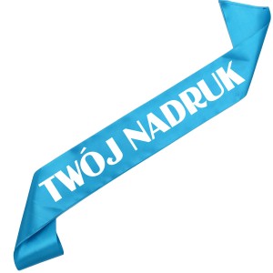 Szarfa turkusowa  z Twoim nadrukiem w kolorze białym