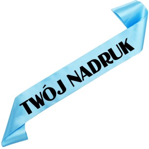Szarfa błękitna  z Twoim nadrukiem w kolorze czarnym
