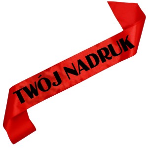 Szarfa czerwona  z Twoim nadrukiem w kolorze czarnym