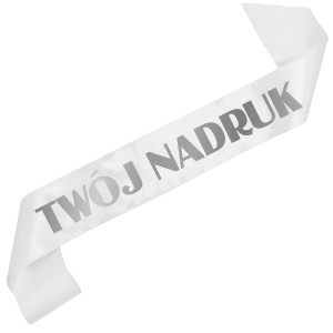Szarfa biała  z Twoim nadrukiem w kolorze srebrnym