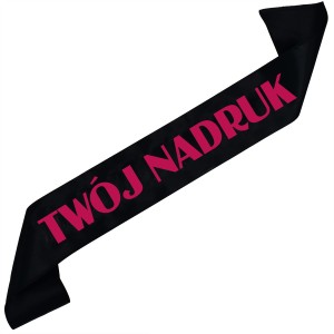 Szarfa czarna  z Twoim nadrukiem w kolorze fuksji