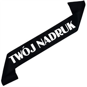 Szarfa czarna  z Twoim nadrukiem w kolorze białym