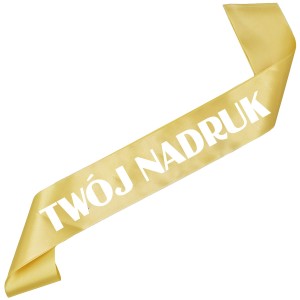 Złota szarfa z Twoim nadrukiem w kolorze białym