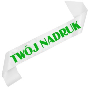 Szarfa biała z Twoim nadrukiem w kolorze zielonym