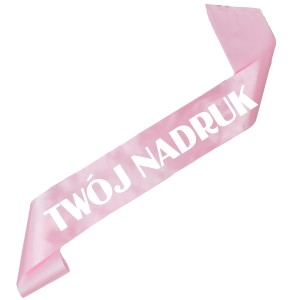 Szarfa jasny róż z Twoim nadrukiem w kolorze białym