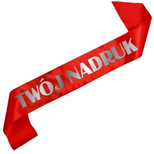 Szarfa czerwona z Twoim nadrukiem w kolorze srebrnym