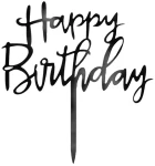 Topper na tort Happy Birthday czarny 1szt