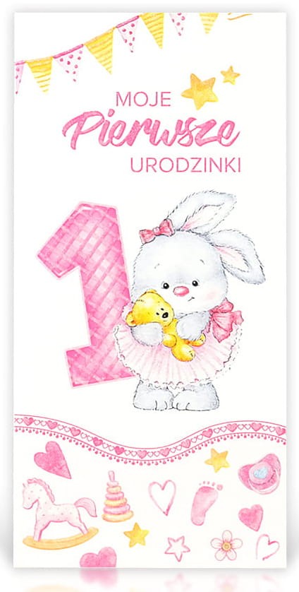Zaproszeniena na roczek - z króliczkiem
