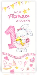 Zaproszenie na na roczek - z króliczkiem - 10szt