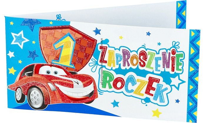 Zaproszeniena na roczek - z autkiem