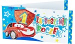 Zaproszenie na na roczek - z autkiem - 10szt