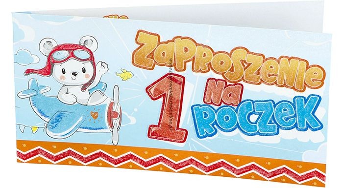 Zaproszeniena na roczek - z misiem