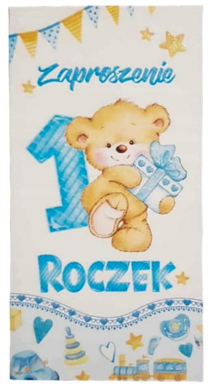 Zaproszeniena na roczek - z misiem