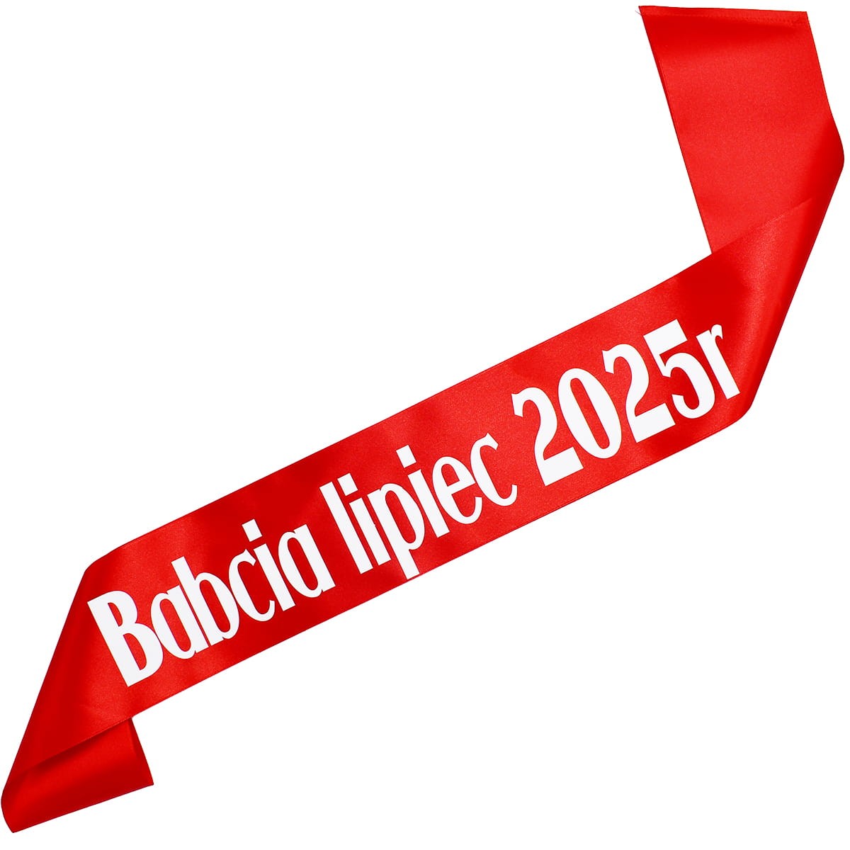 Babcia + data - różowa szarfa ze złotym nadrukiem