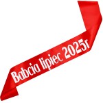 Babcia + data - różowa szarfa ze złotym nadrukiem
