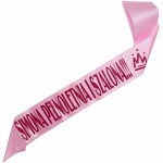 Pełnoletnia i Szalona  + imię - jasnoróżowa szarfa z fuksjowym nadrukiem 