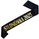Studniówka 2025 - czarna szarfa ze złotym napisem