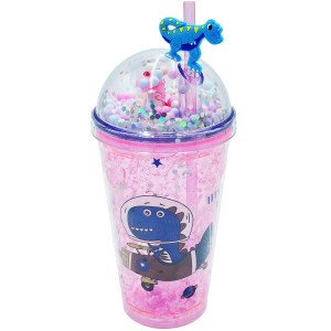 Kubek Shake - różowy , dinozaur w samolocie 400ml