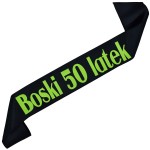 Boski 50-latek - czarna szarfa z zielonym nadrukiem
