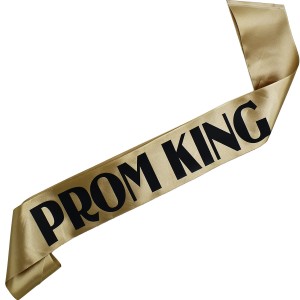 Prom  King  -  szarfa w kolorze starego złota z czarnym nadrukiem