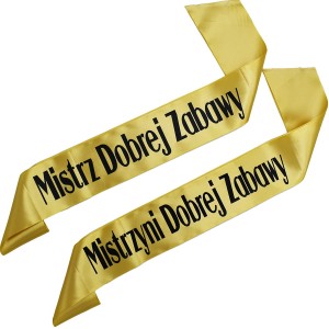 Zestaw złotych szarf Mistrz i Mistrzyni Dobrej Zabawy