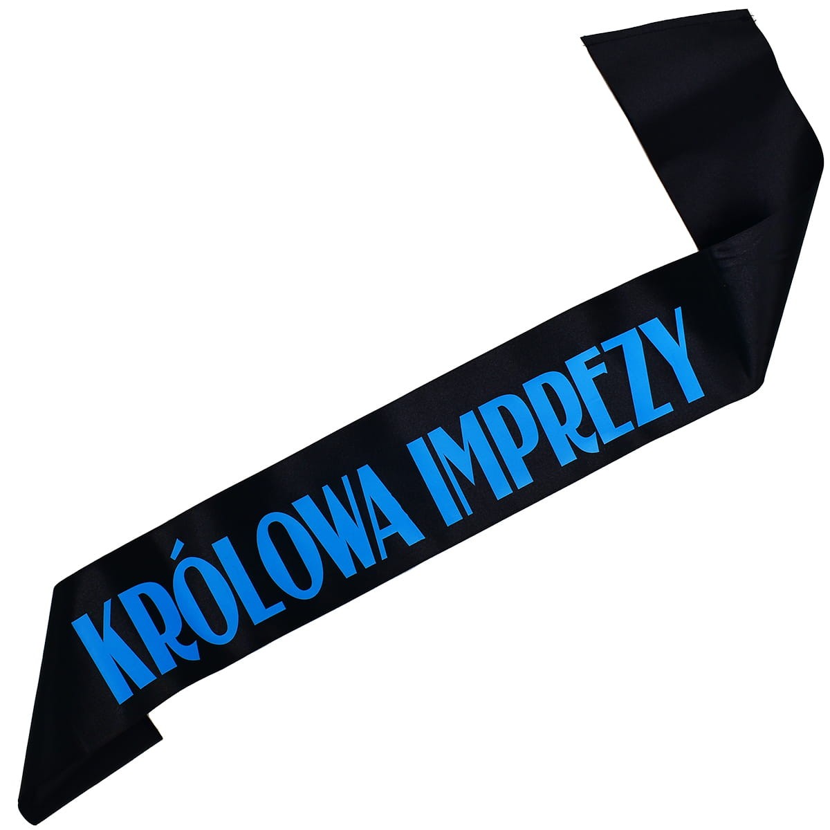 Królowa Imprezy - czarna szarfa z niebieskim napisem