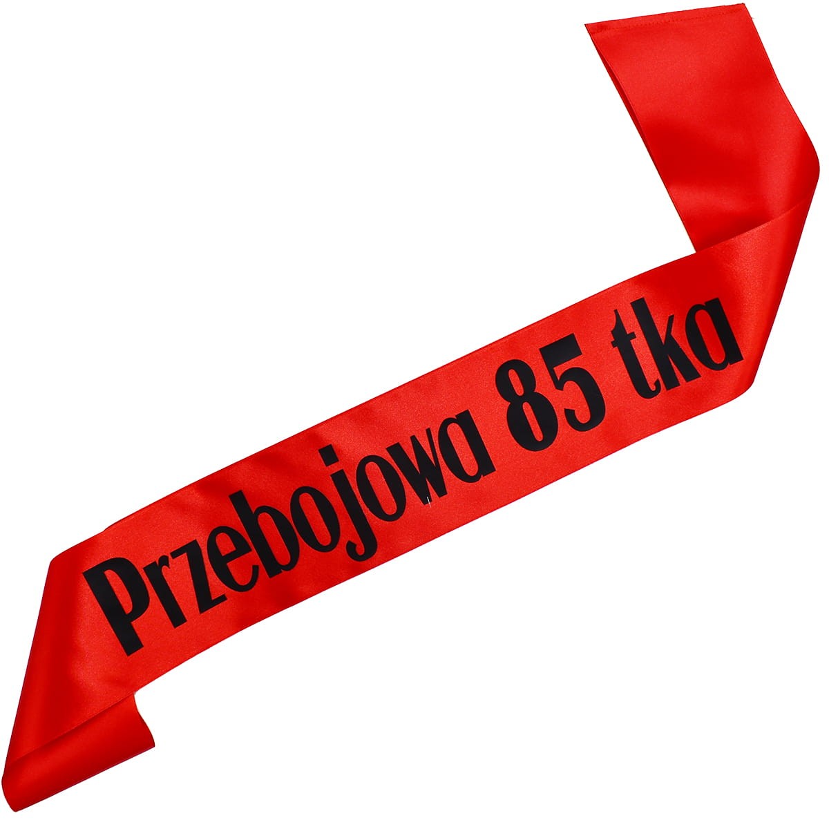Przebojowa 85 tka - czerwona szarfa z czarnym nadrukiem