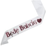 Będę Babcią - biała szarfa z różowozłotym nadrukiem