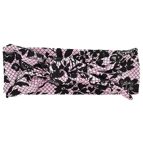 opaska pin up różowa w koronkowe kwiaty