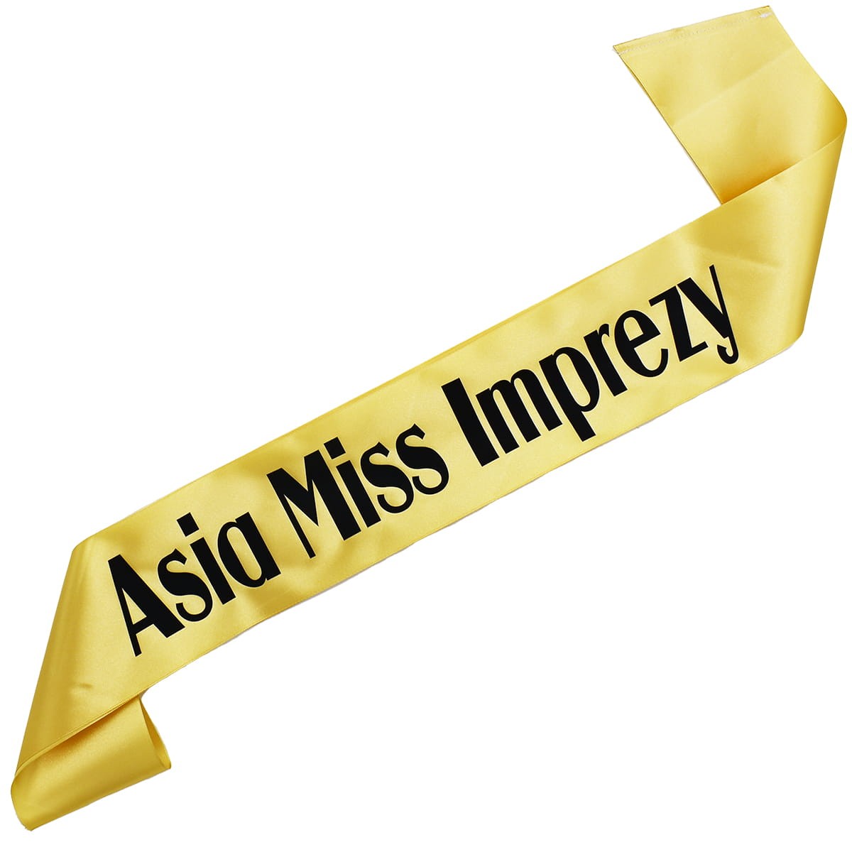 Miss Imprezy + dowolne imię - złota szarfa z czarnym nadrukiem
