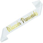 Wieczór Panieński -biała szarfa ze złotym nadrukiem