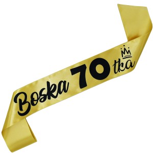 Boska 70tka -  złota szarfa z czarnym nadrukiem