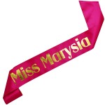 Miss z dowolnym imieniem - fuksjowa szarfa ze złotym nadrukiem