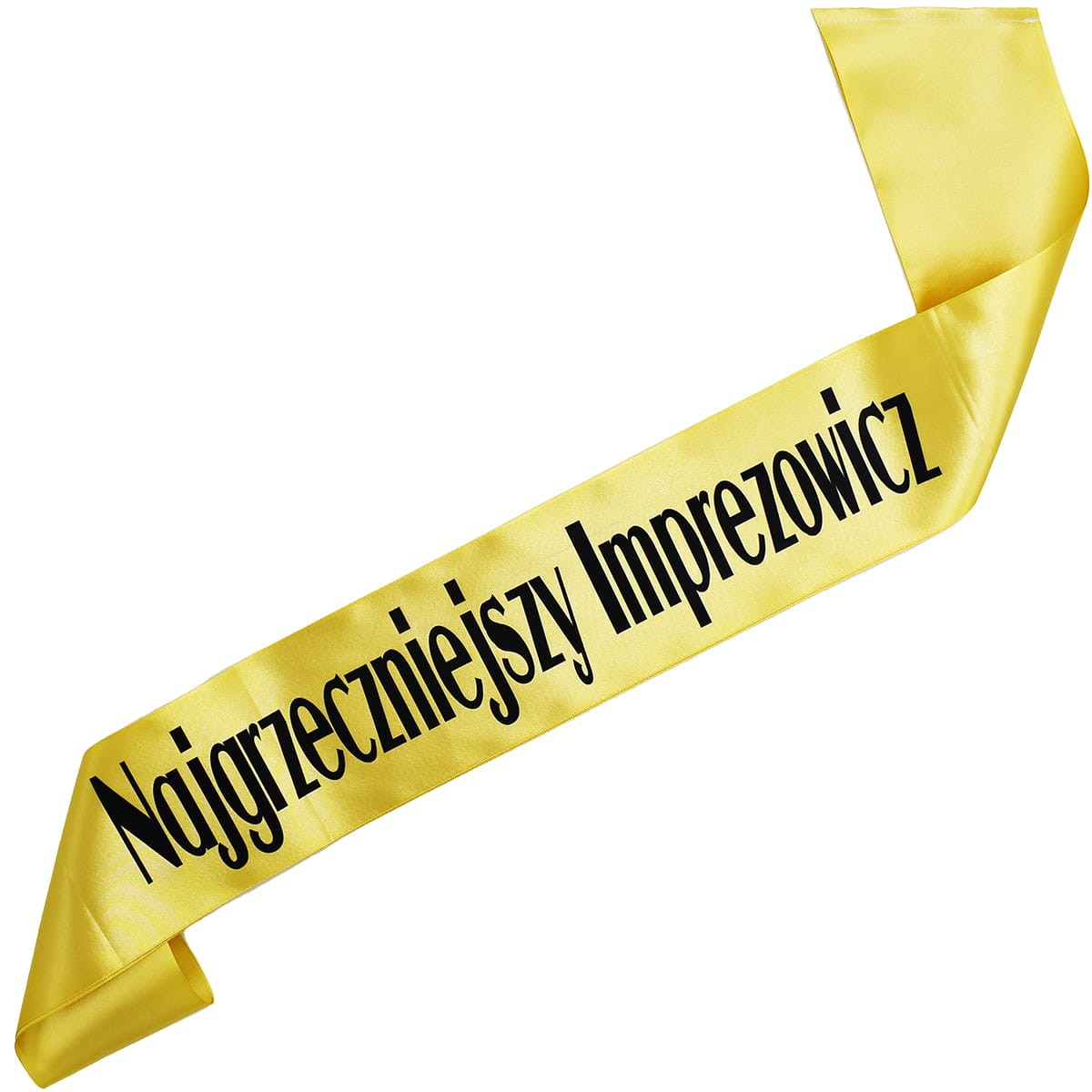 Najgrzeczniejszy Imprezowicz - złota szarfa z czarnym nadrukiem