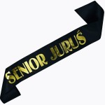 Senior + imię - czarna szarfa ze złotym nadrukiem
