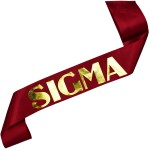 SIGMA - bordowa szarfa ze złotym nadrukiem 