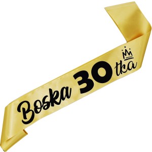 Boska 30-stka złota szarfa z czarnym nadrukiem