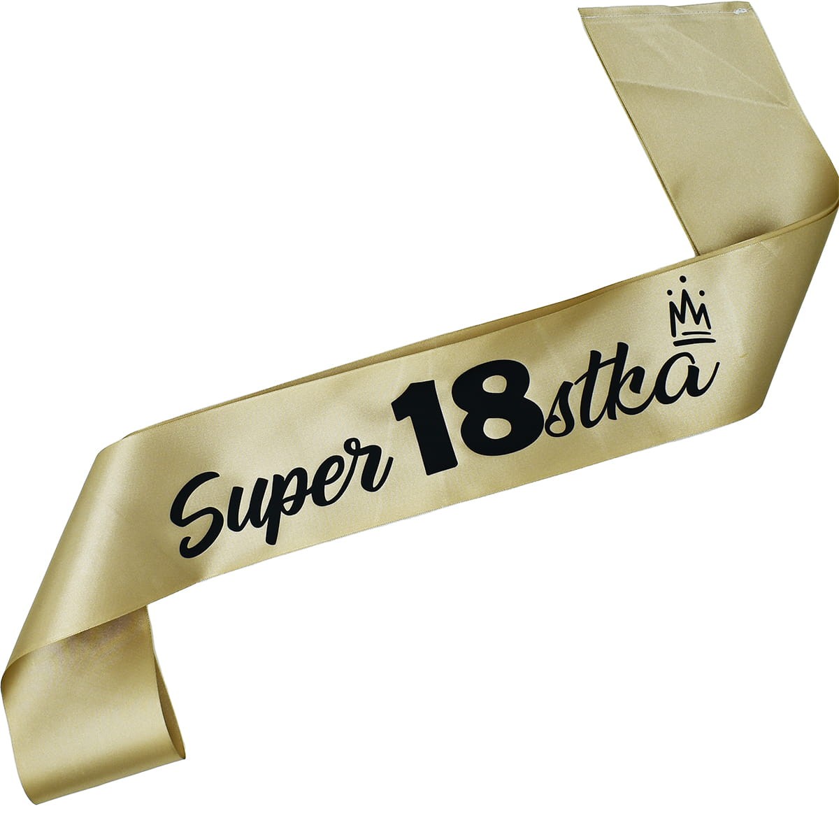 Super 18tka - szarfa w kolorze starego złota z czarnym nadrukiem