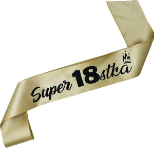 Super 18stka - szarfa w kolorze starego złota z czarnym nadrukiem